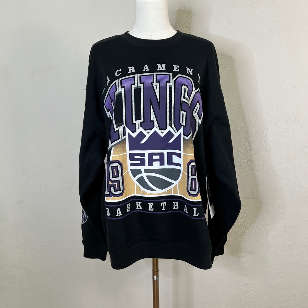 Sacramento Kings 47 Brand Sweatshirt Womens Size Medium Black New NBA Graphic